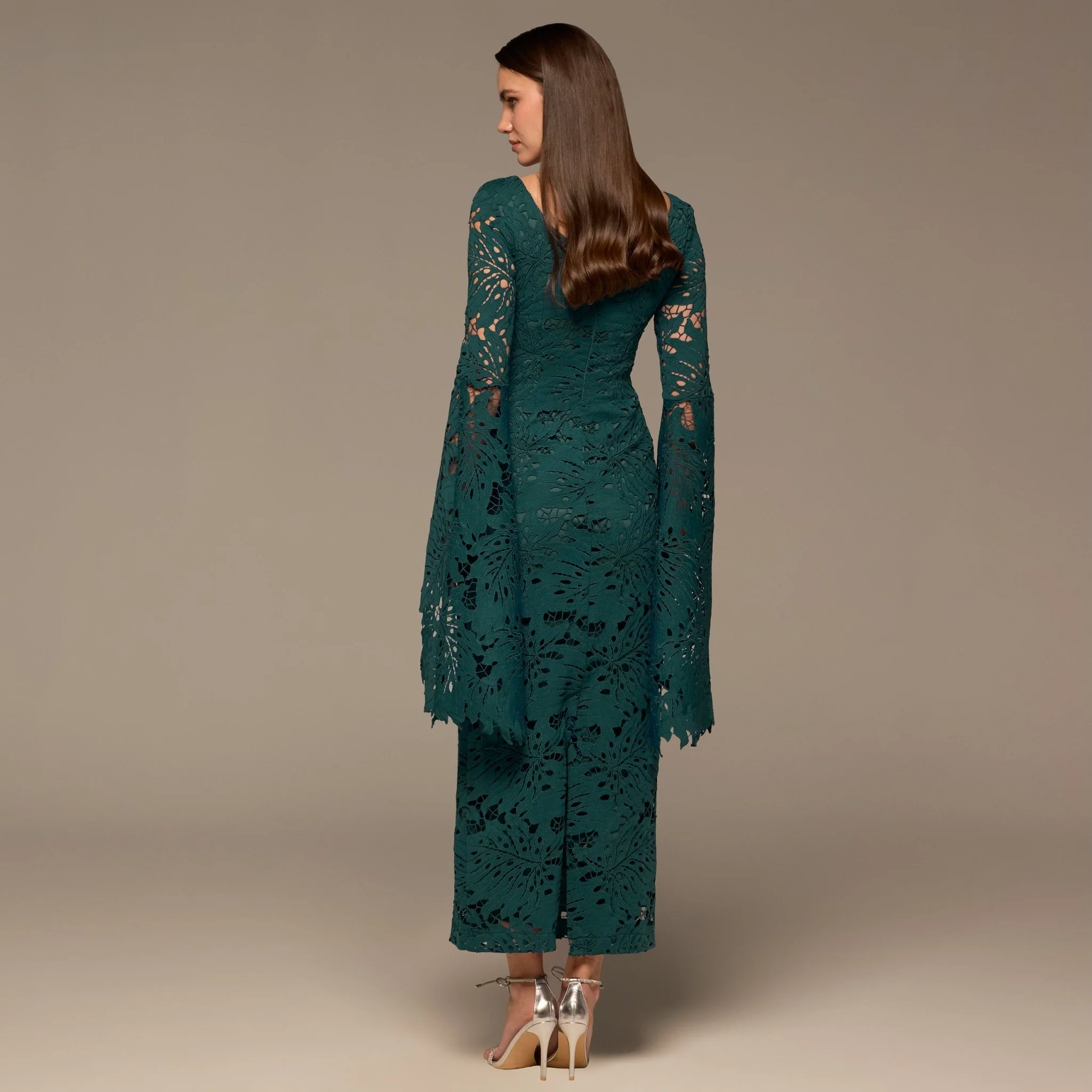 Teal Lace Long Sleeve Maxi Dress - Image 4