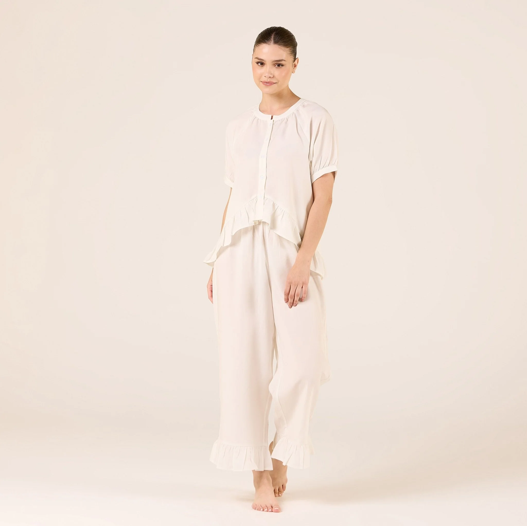 Tencel Plaid Elastic Waist Pants - Image 2