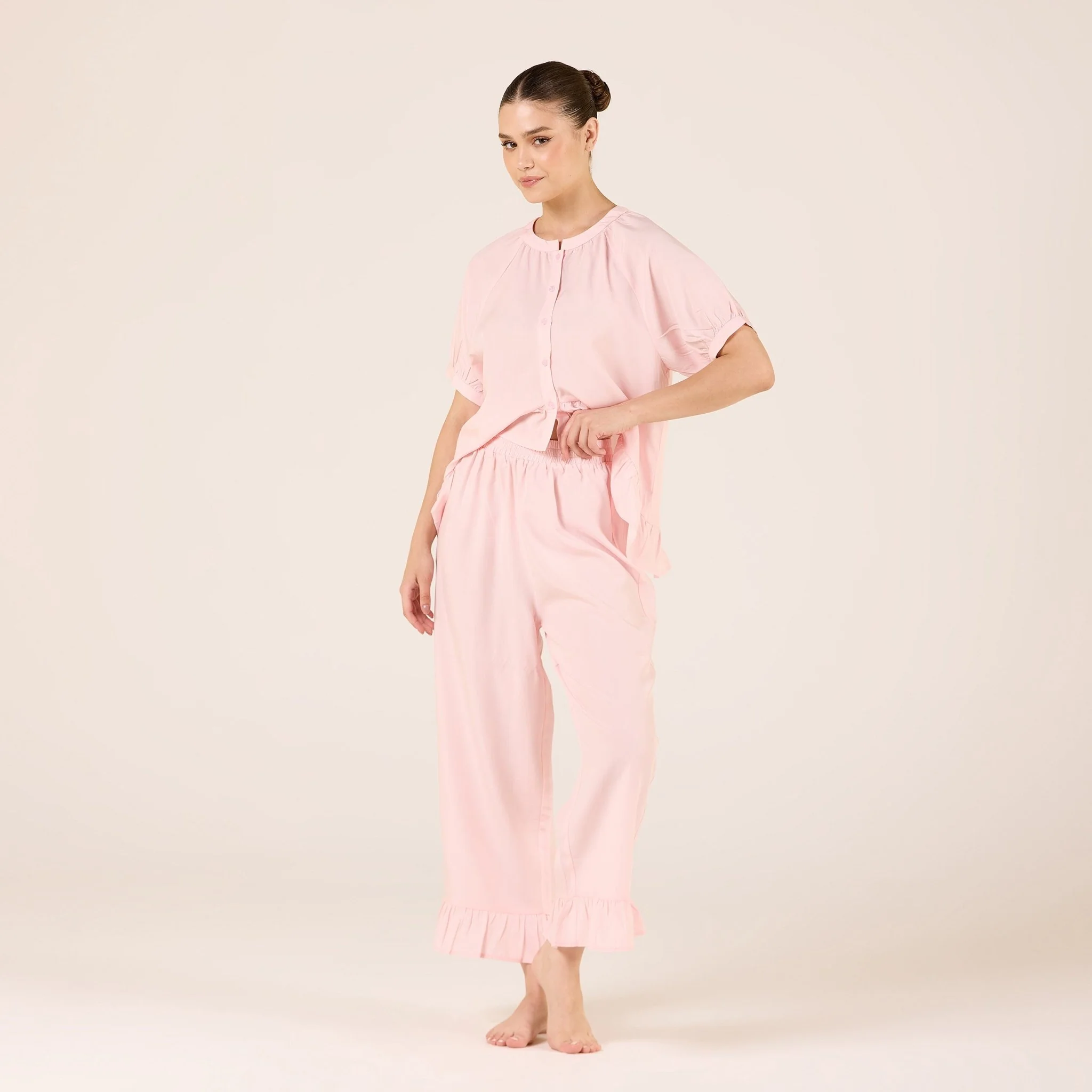 Tencel Plaid Elastic Waist Pants - Image 4