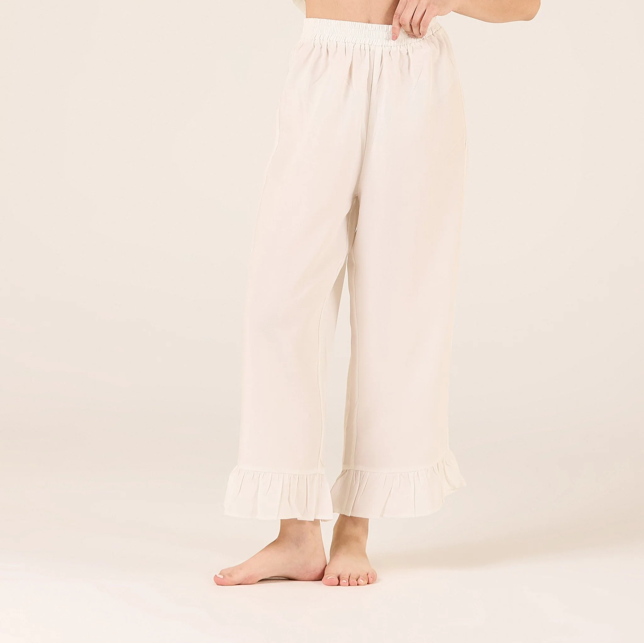 Tencel Plaid Elastic Waist Pants