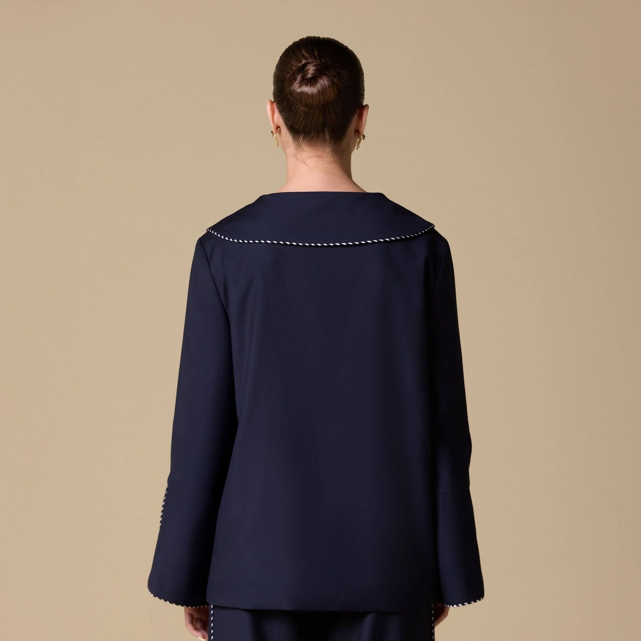 Blue Twill Kimono-Style Trim Top - Image 3