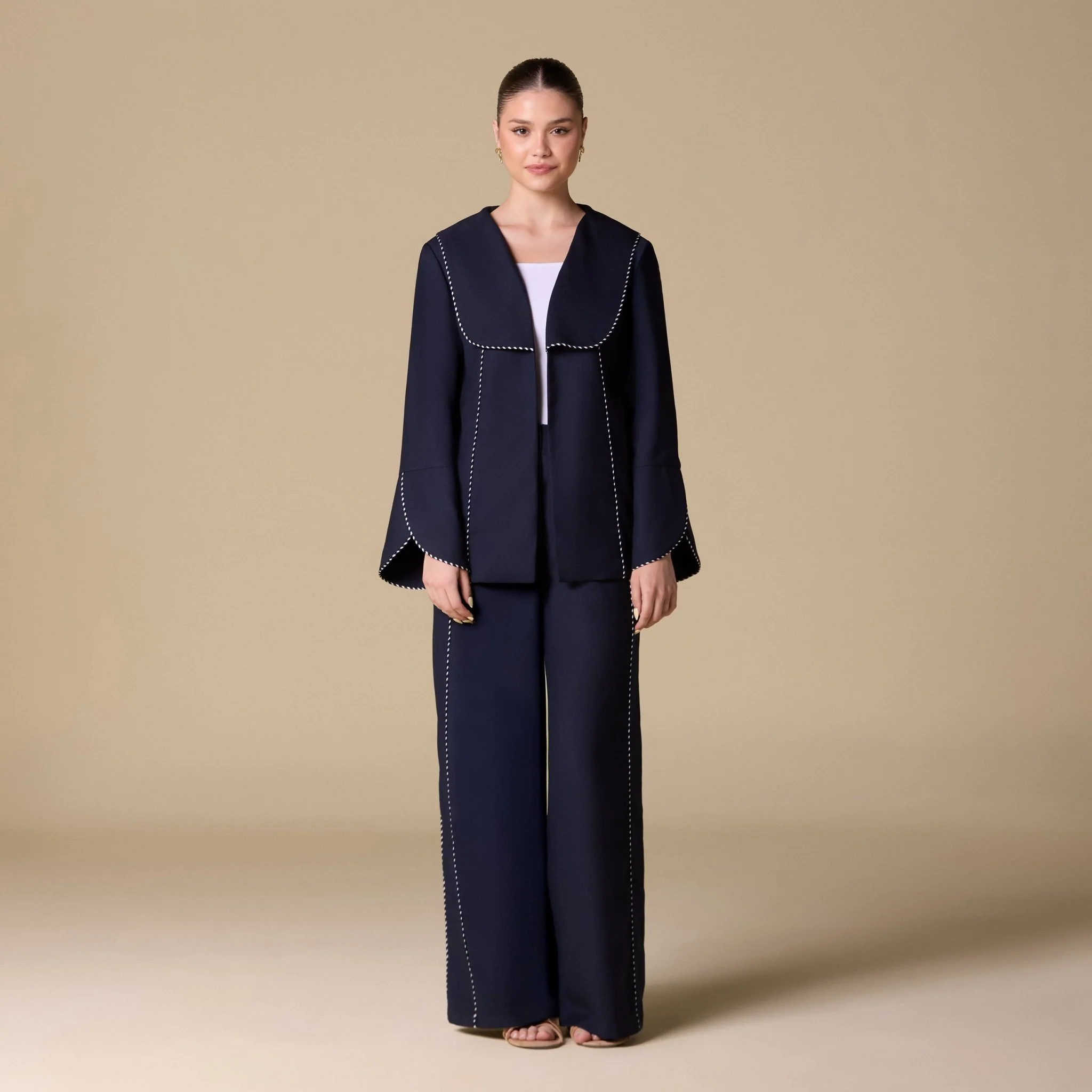 Blue Twill Kimono-Style Trim Top - Image 4
