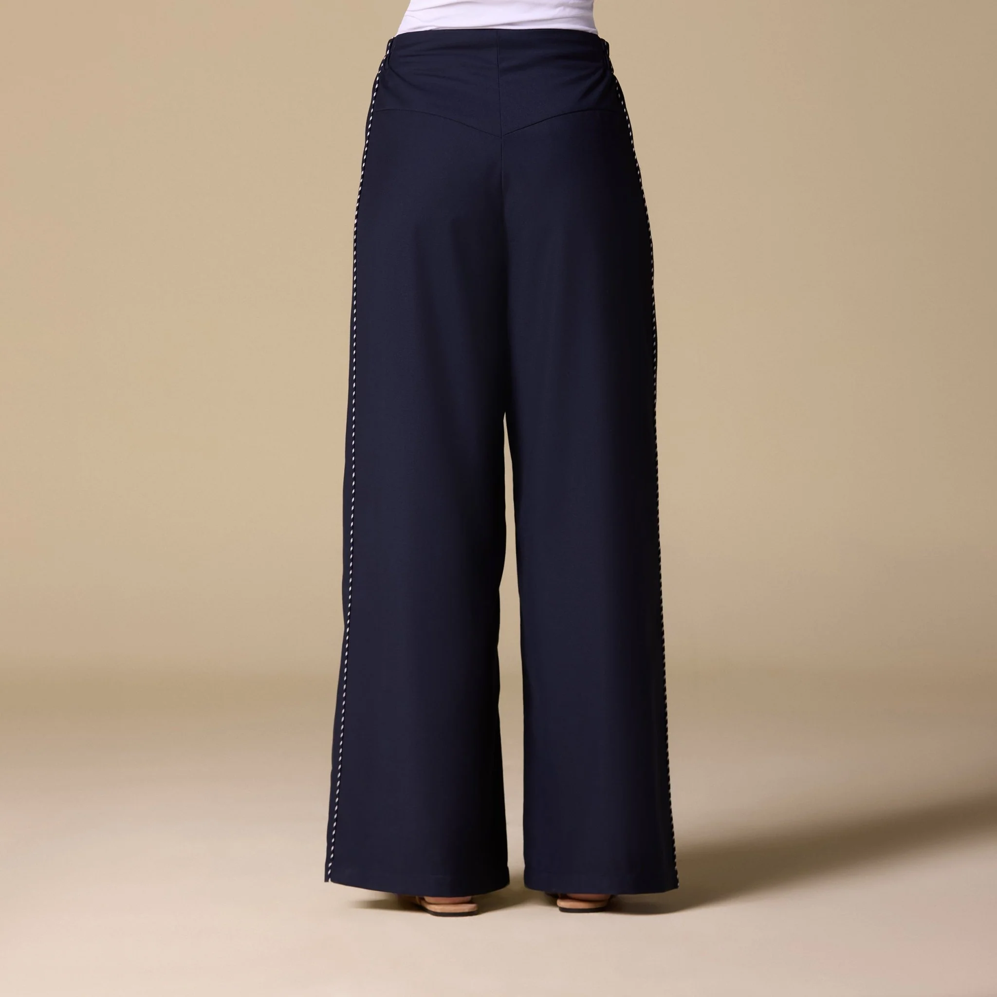 Twill Wide Leg Trim Pants - Image 3