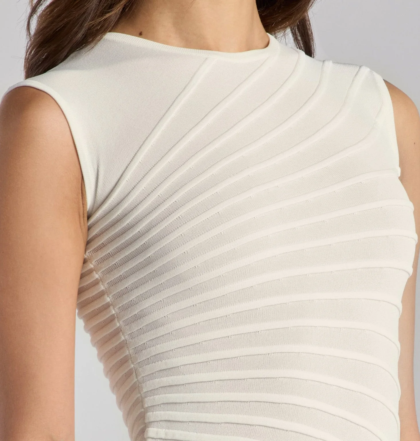 White Asymmetric Knit Midi Dress - Image 4