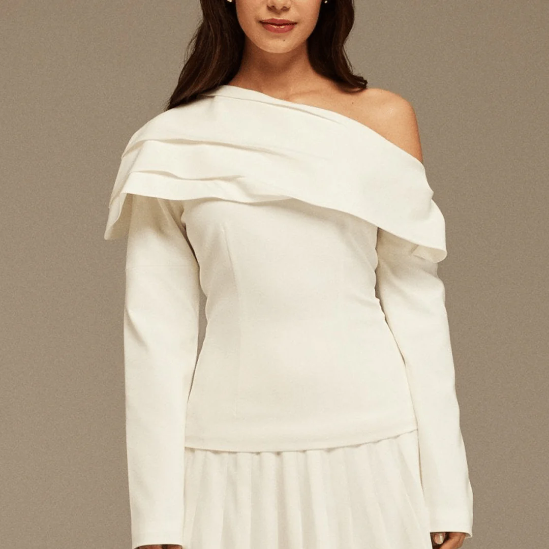 White Dropped Shoulder Long Sleeve Top