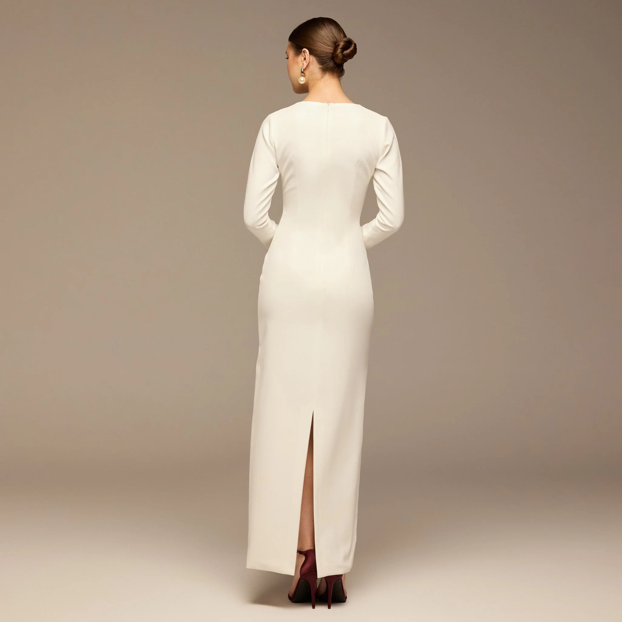 White Twist Neck Crepe Dress - Image 3
