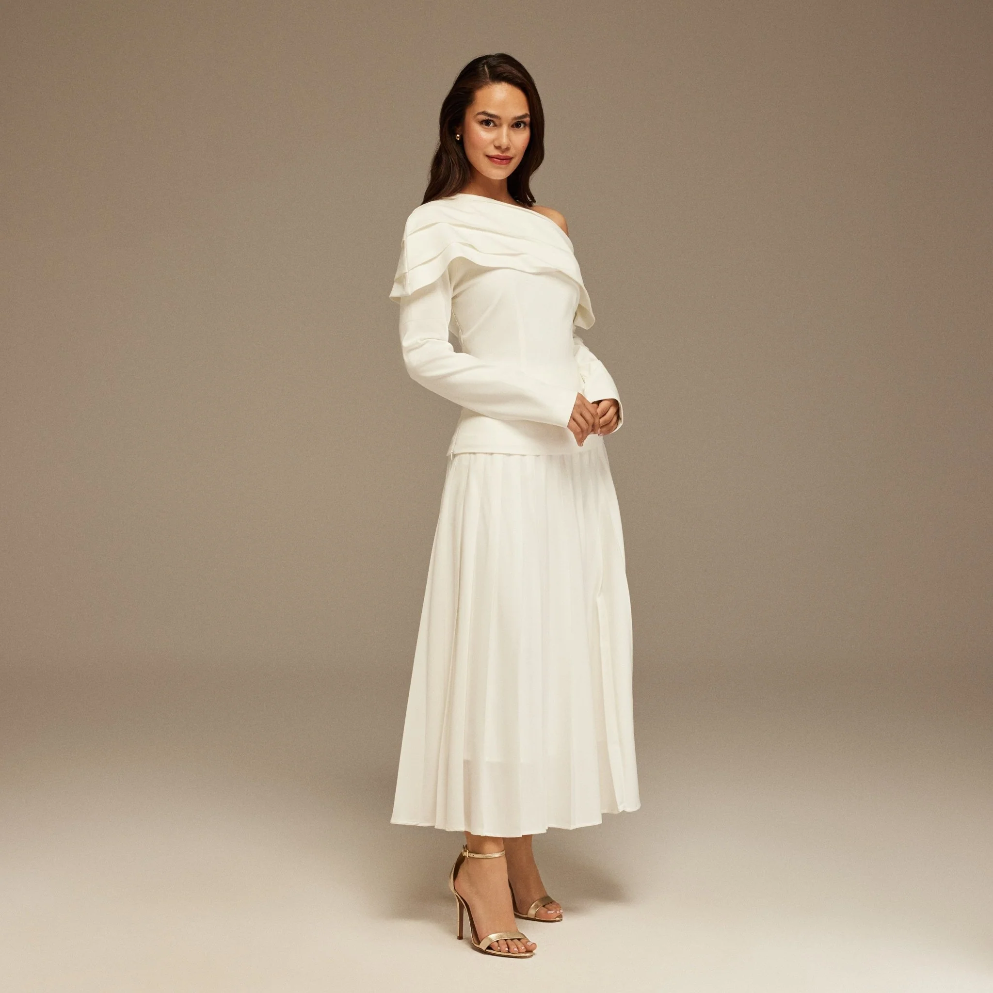 White Dropped Shoulder Long Sleeve Top - Image 4