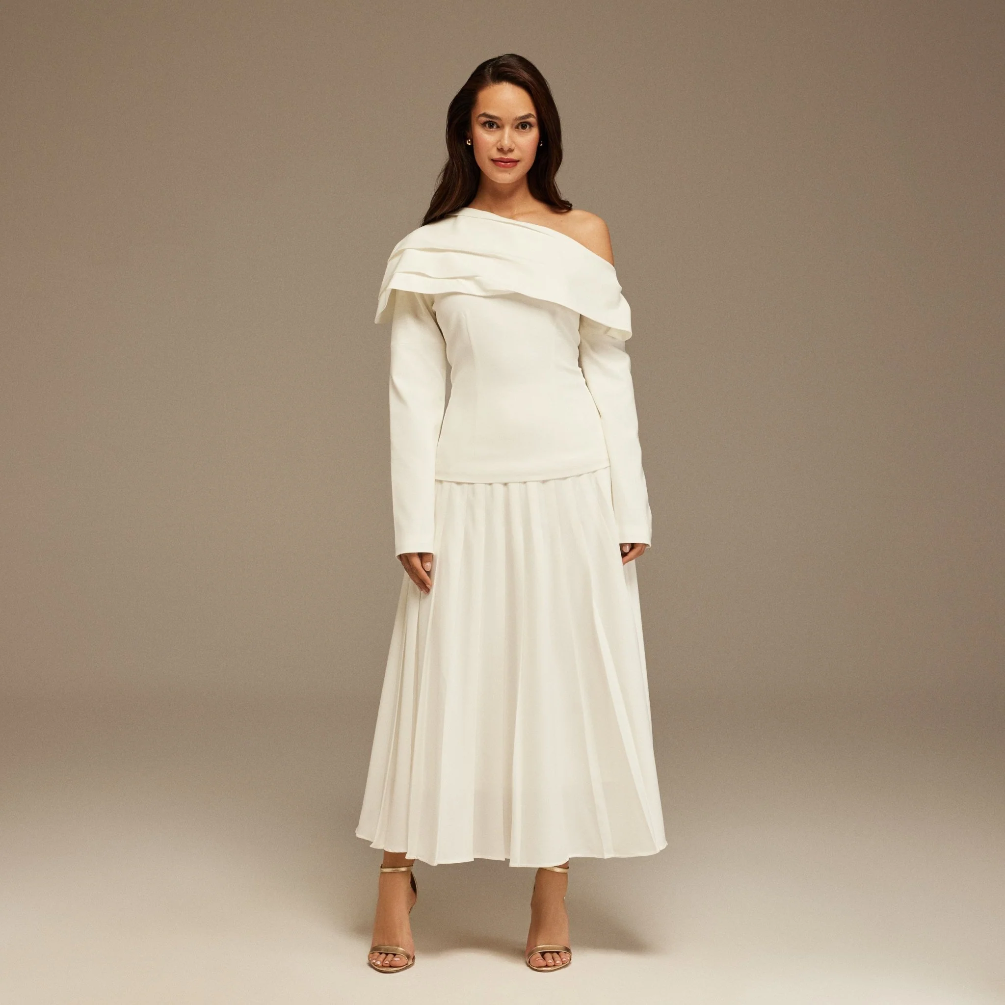 White Dropped Shoulder Long Sleeve Top - Image 2