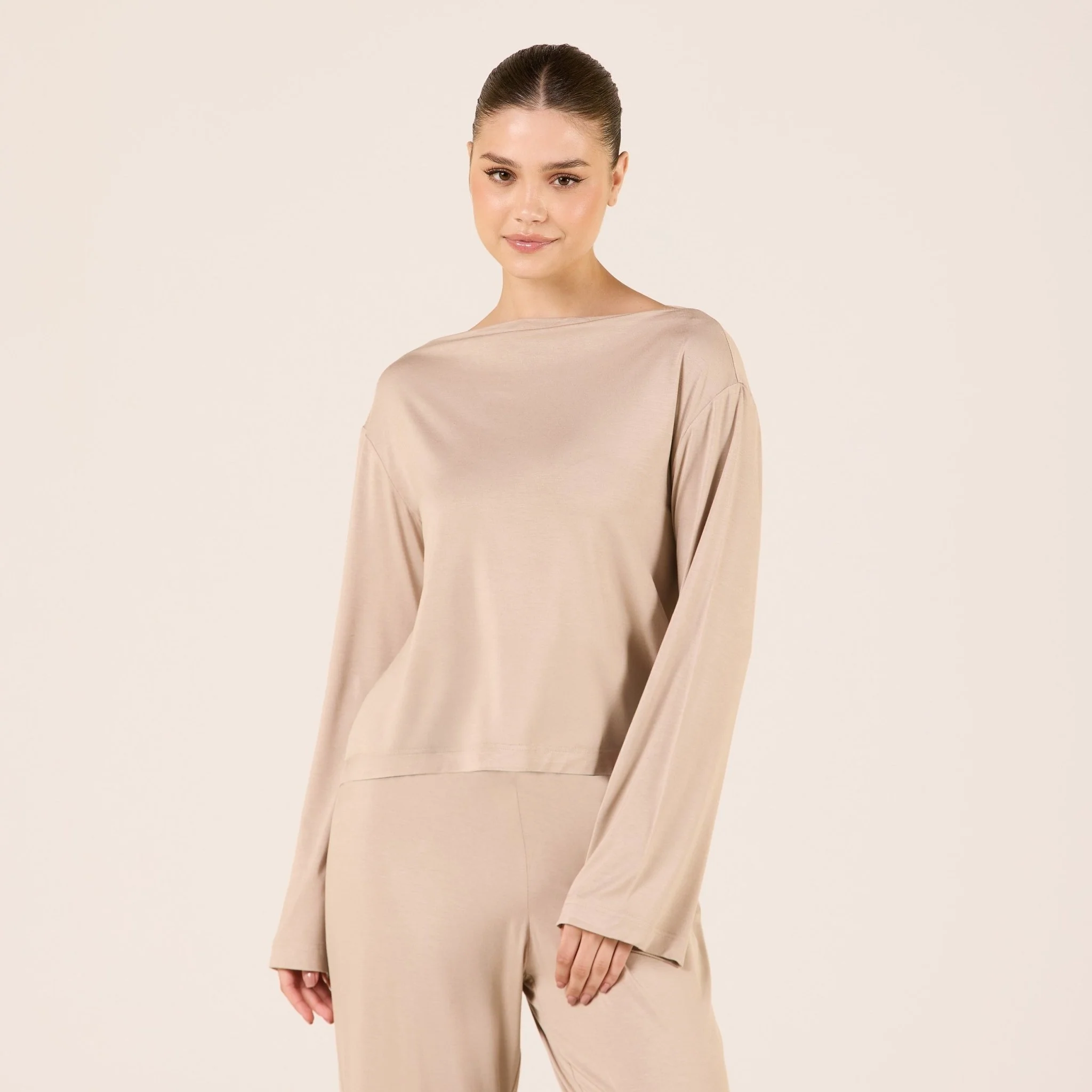 Wide Fit Bamboo Boat Neckline Top