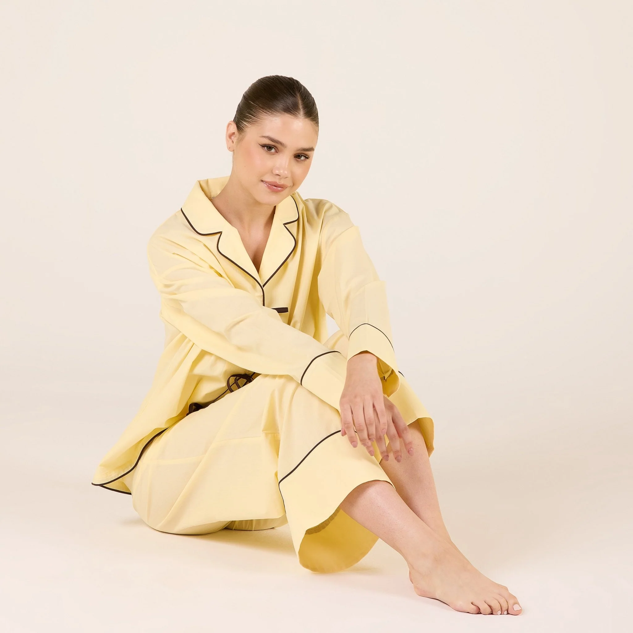 Yellow Wide Leg Pants with Elastic Waist - Image 4